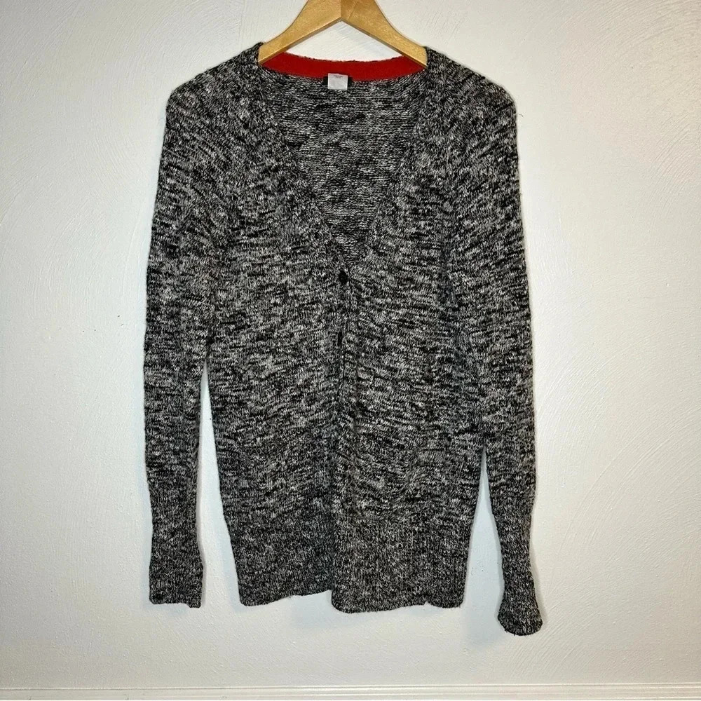 J Crew V Neck Merino Wool Blend Marled Melange Long Sleeve Cardigan M(I9